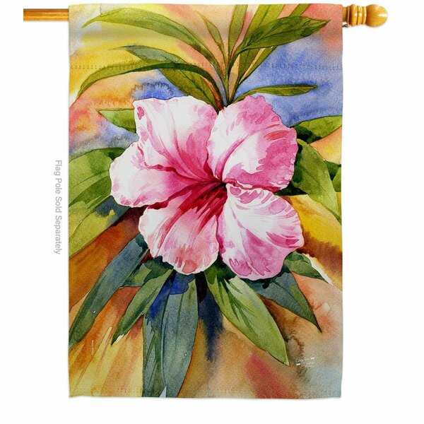 Patio Trasero Hibiscus Floral Double-Sided Garden Decorative House Flag, Multi Color PA3900442